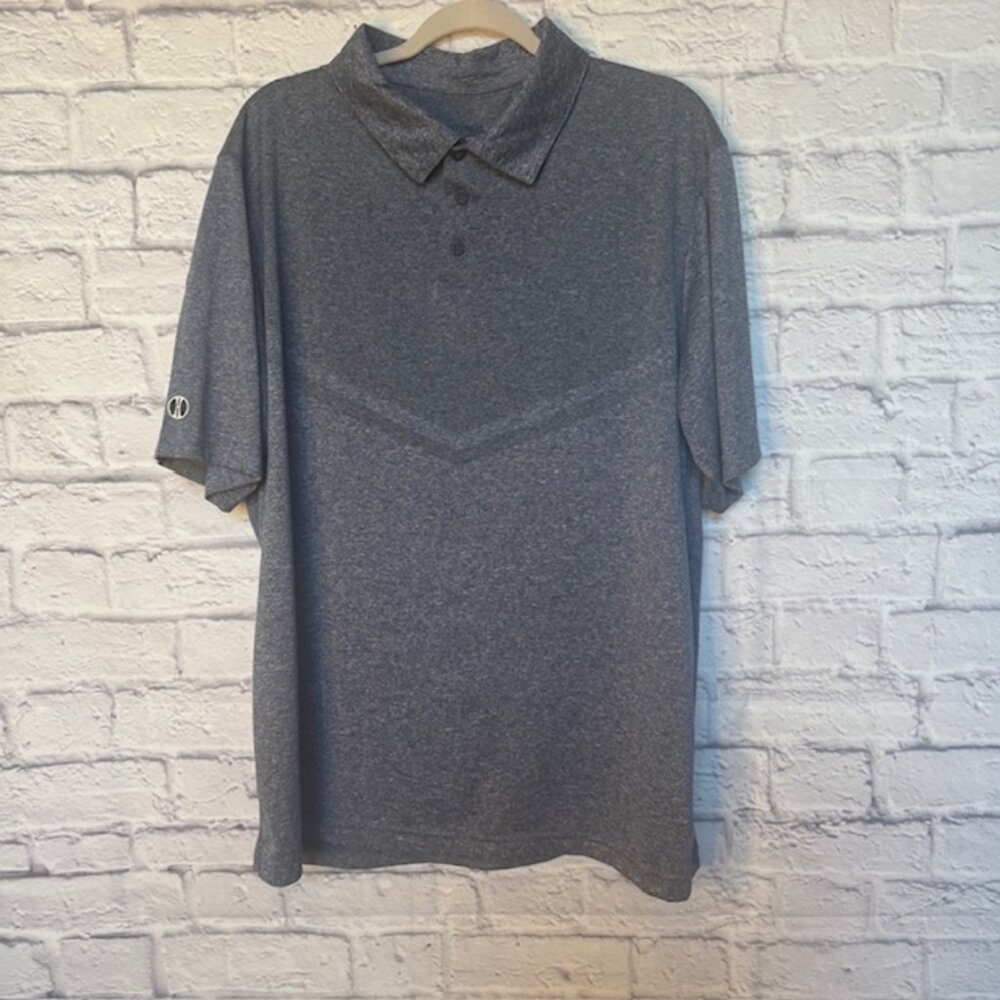 Holloway Mens Golf XL Shirt Heather Blue/Gray V fade